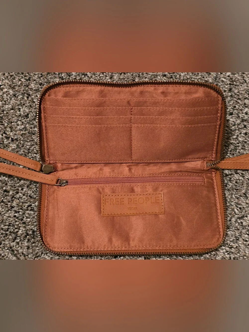 NWOT Free People Distressed Vegan Wallet Brown Boho Wristlet Clutch